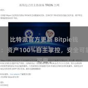 比特派官方更新 Bitpie钱包：资产100%自主掌控，安全可靠。